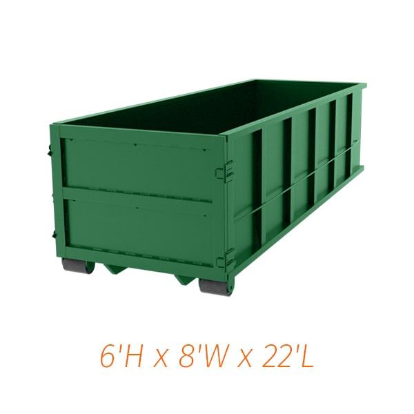 our thirty-yard dumpsters can be placed on your driveway as long as it is level and has enough clearance